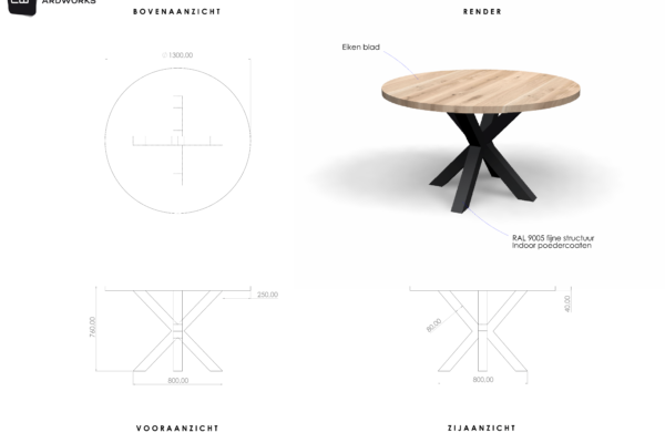 Triple-X vierkant met rond blad (40 mm dik)