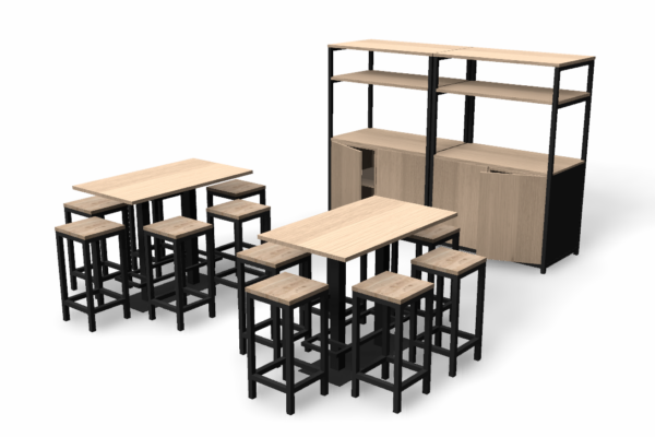 Koffiemeubel met bartafel en krukken4